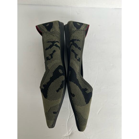 Seven For All Mankind Elsa Canvas Camo Green Black Pointed Toe Flat Shoes Sz 9 - Picture 4 of 8